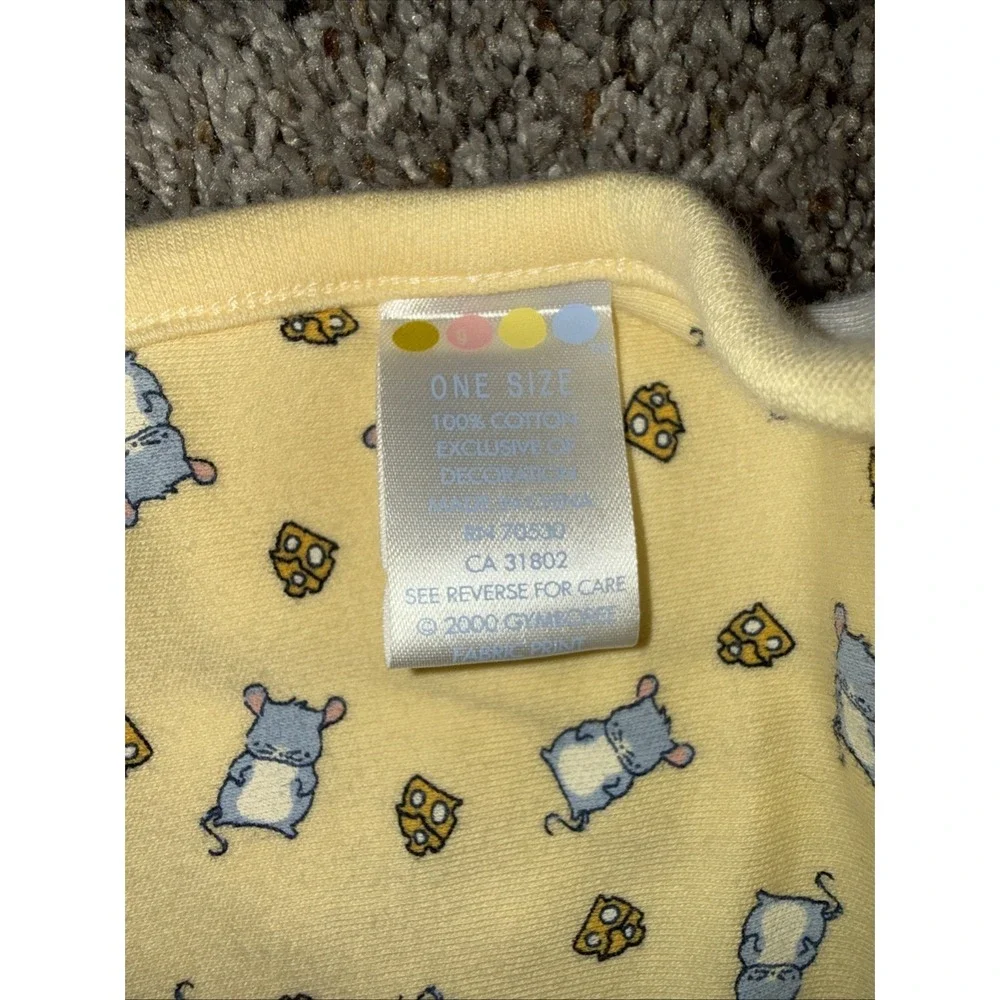 Vintage Gymboree Mouse And Cheese Y2K Blanket Yellow White 2000